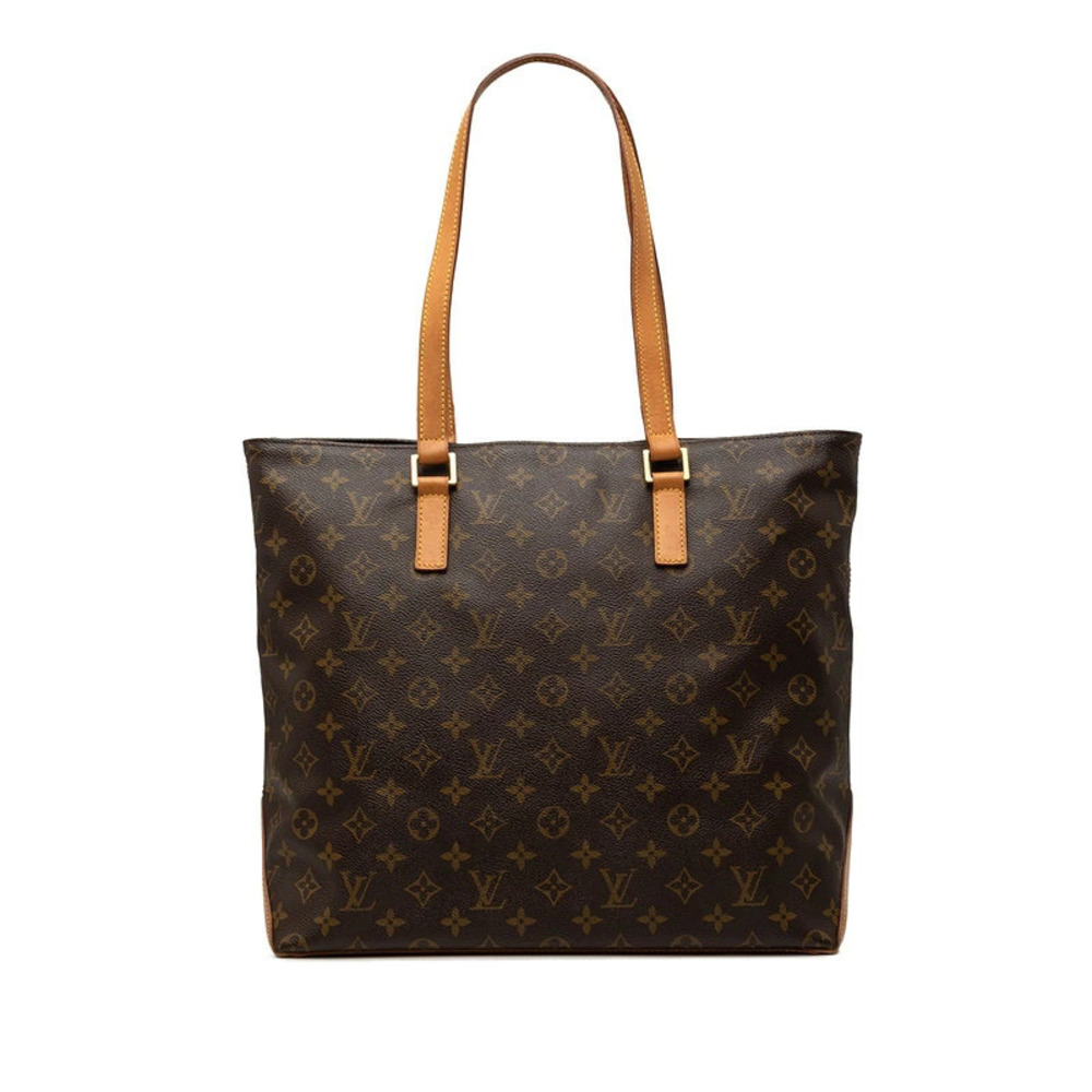 Louis Vuitton Monogram Cabas Mezzo Shoulder Bag Tote Brown Leather